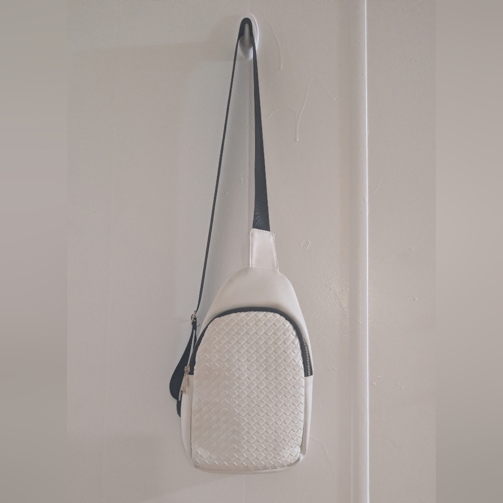 Fashion Nova White Woven Backpack